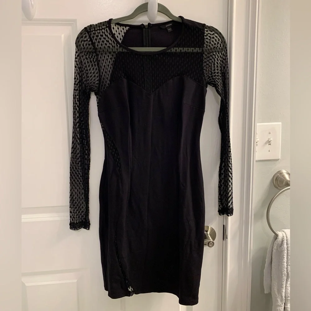 GUESS β’ Cocktail-hour Black Lace Mini Dress - Picture 2 of 6